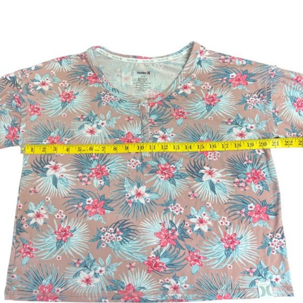 Women's NWOT Hurley Tropical Floral Scoop Neck Long Sleeve Lounge Top S - Picture 5 of 5
